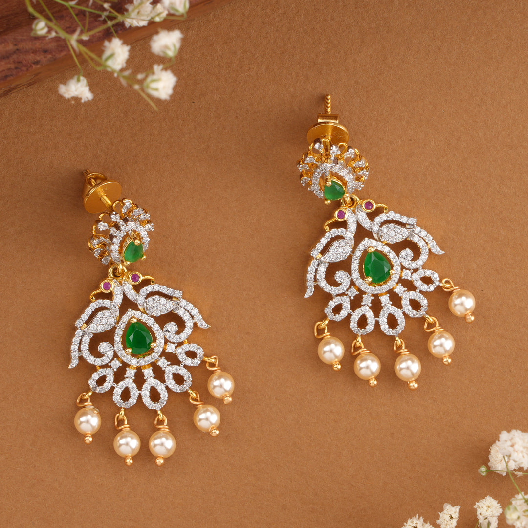 Peacock Floral Swarovski Earrings