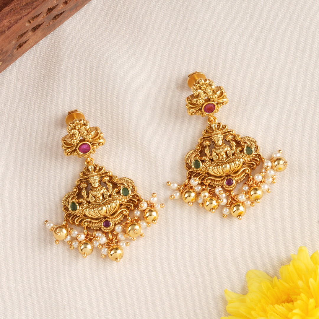 Dazzling Lakshmi Ball Drop Earrings