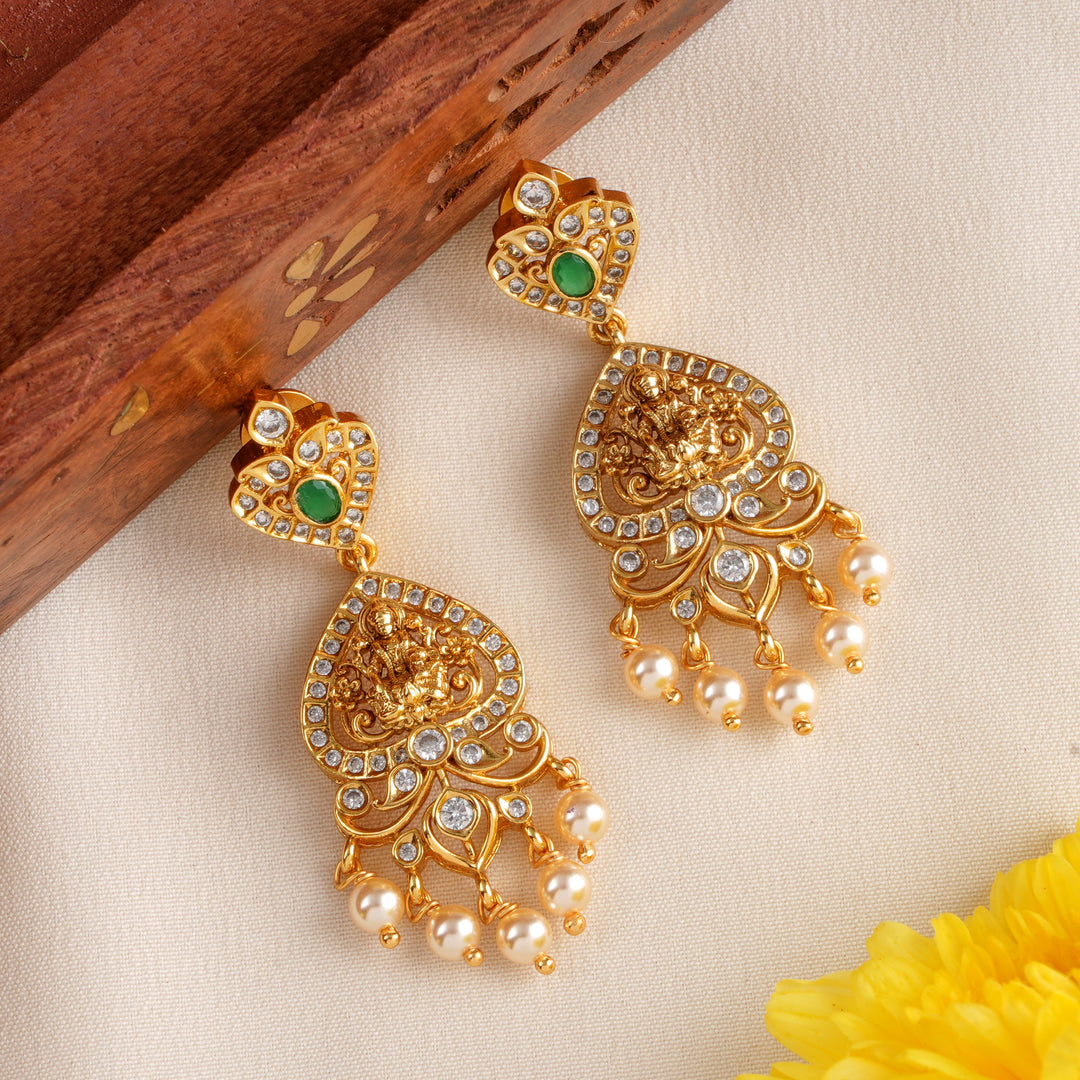 Temple Lakshmi & Pearl Ball Earring