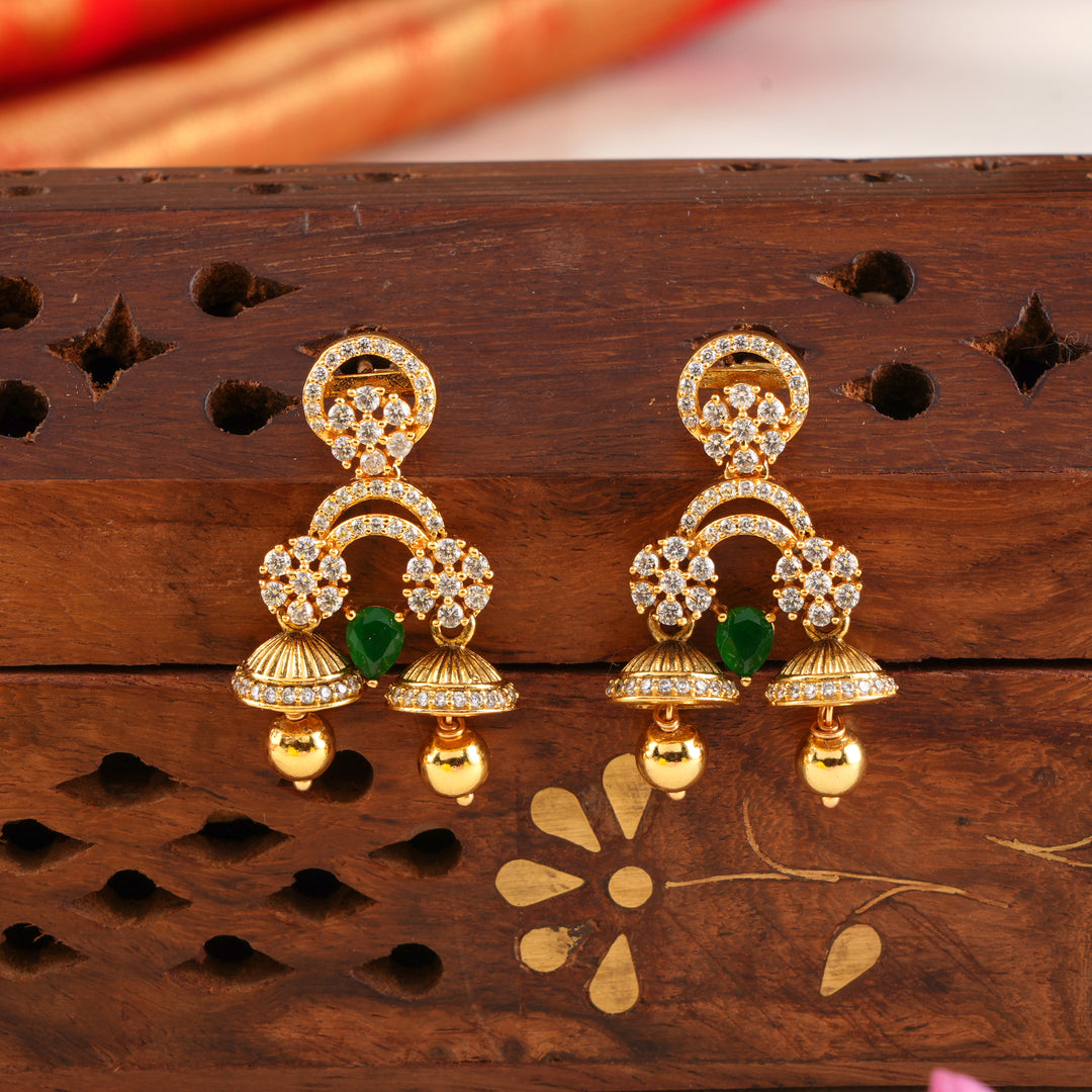 Radiant Emerald Blossom Bell Earrings