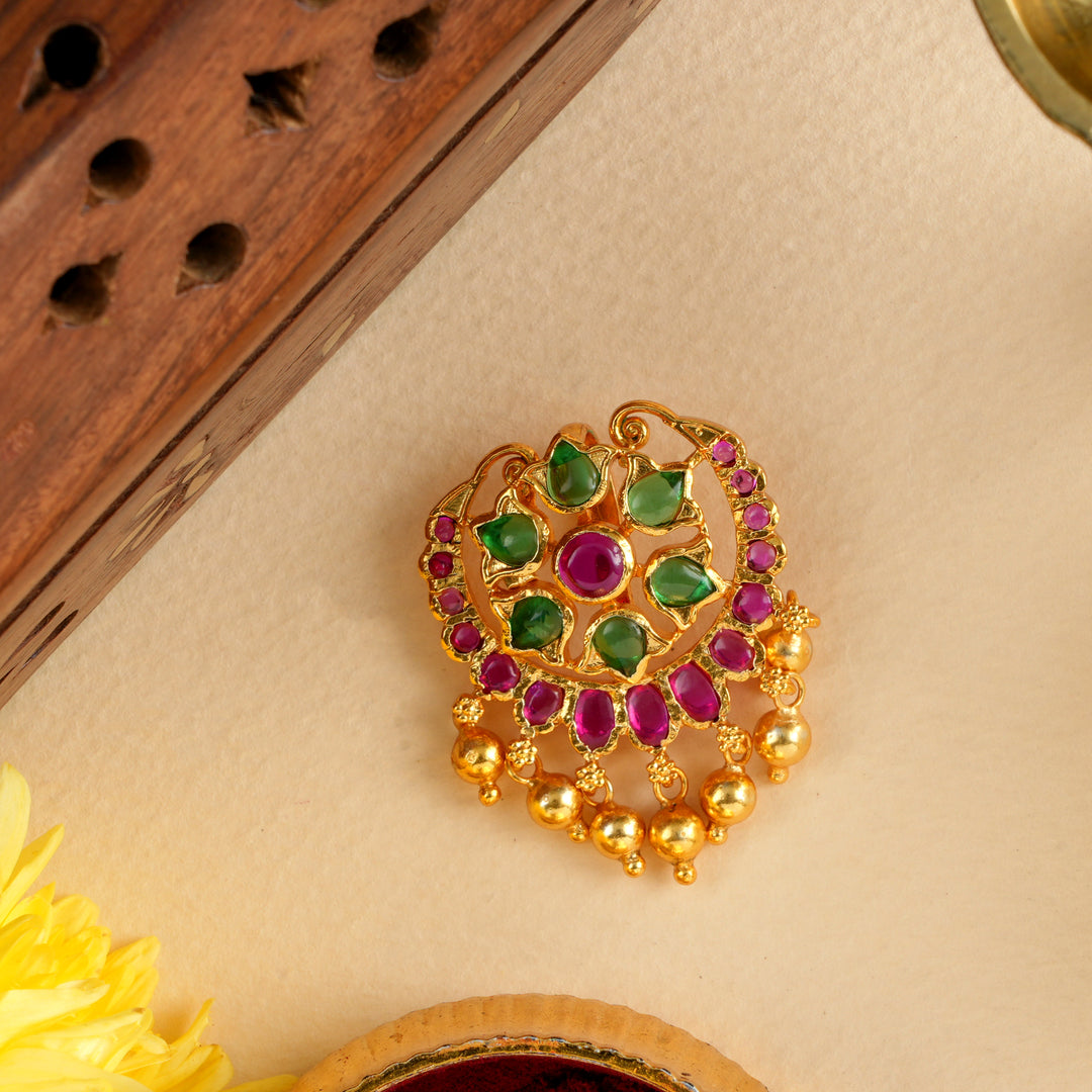 Emerald Floral with Drops Pendant