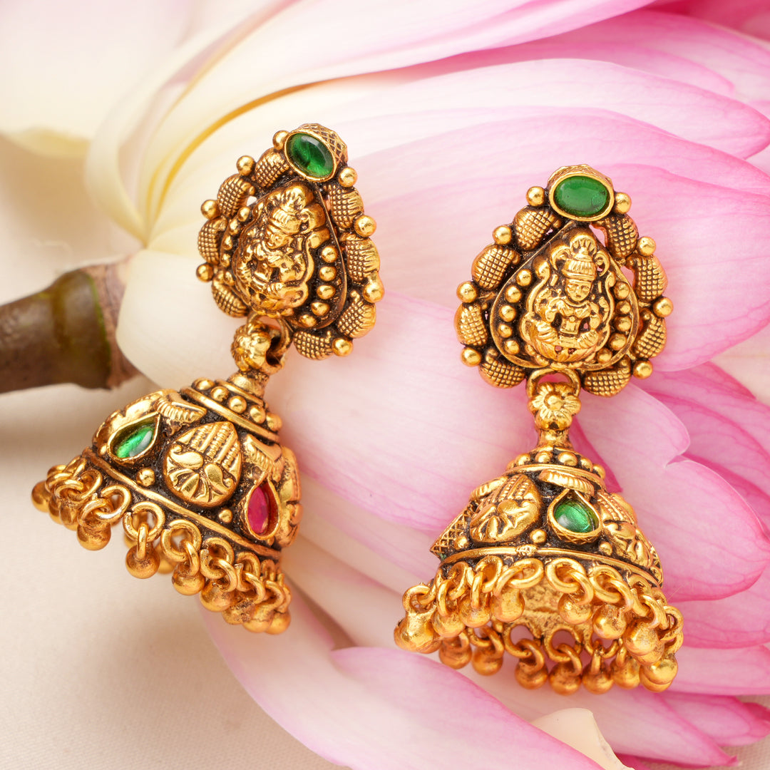 Goddess Antique Lakshmi Golden Drops Kammal
