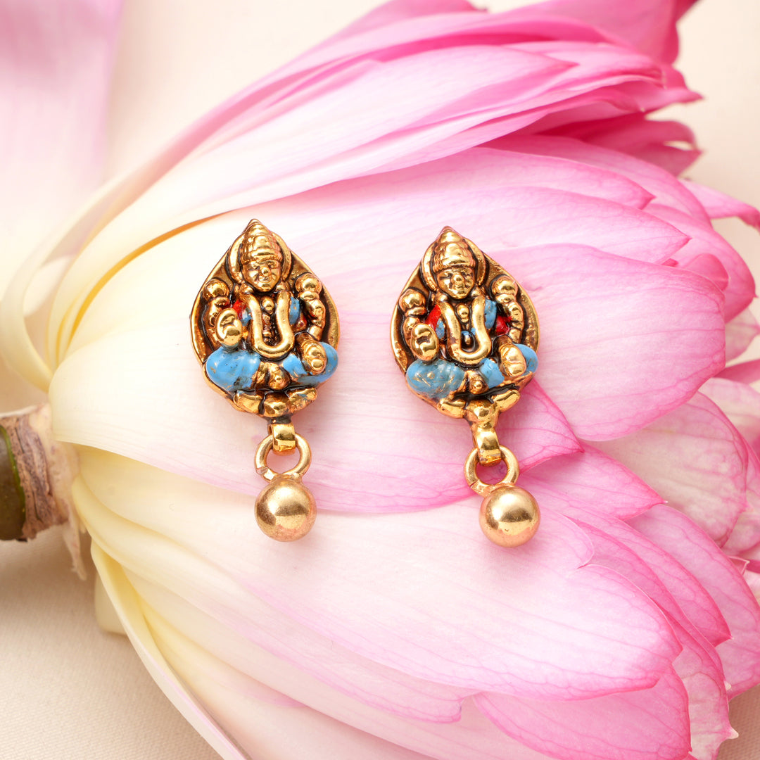 Divine Lakshmi with Golden Drops Earrings
