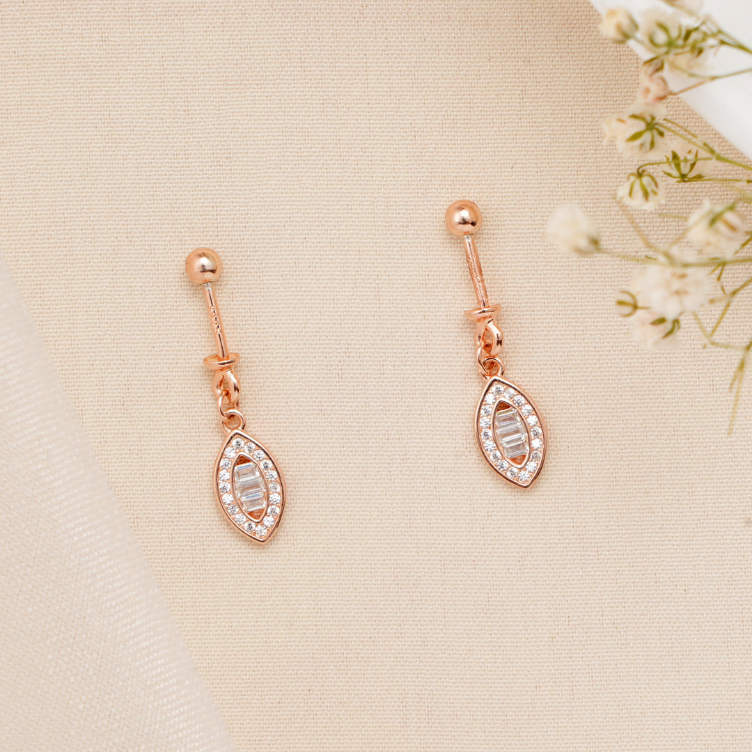 White Stone Leaf Design Rose Gold Silver Koppu