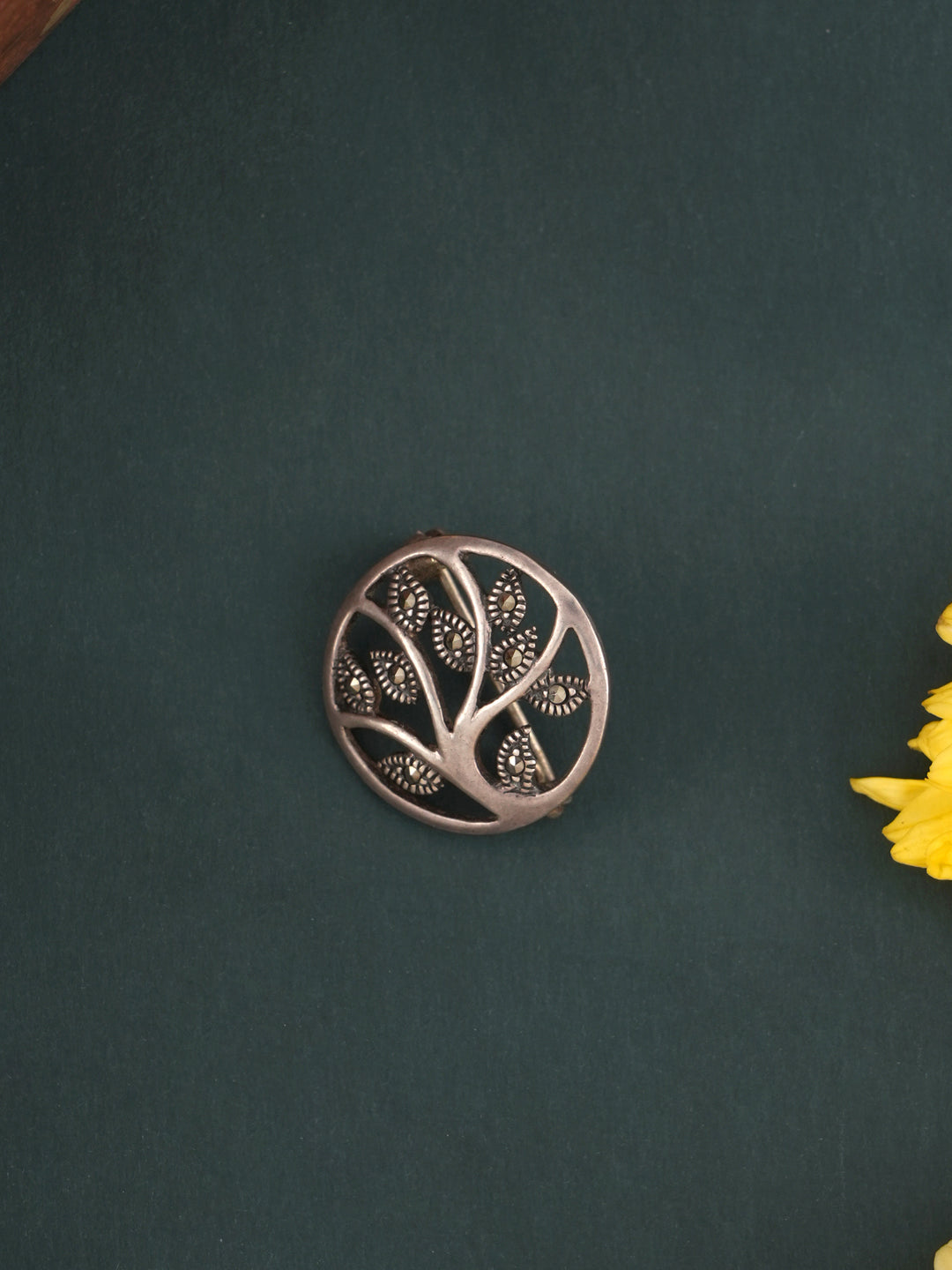Tree of Life Coin Brooch in Silver