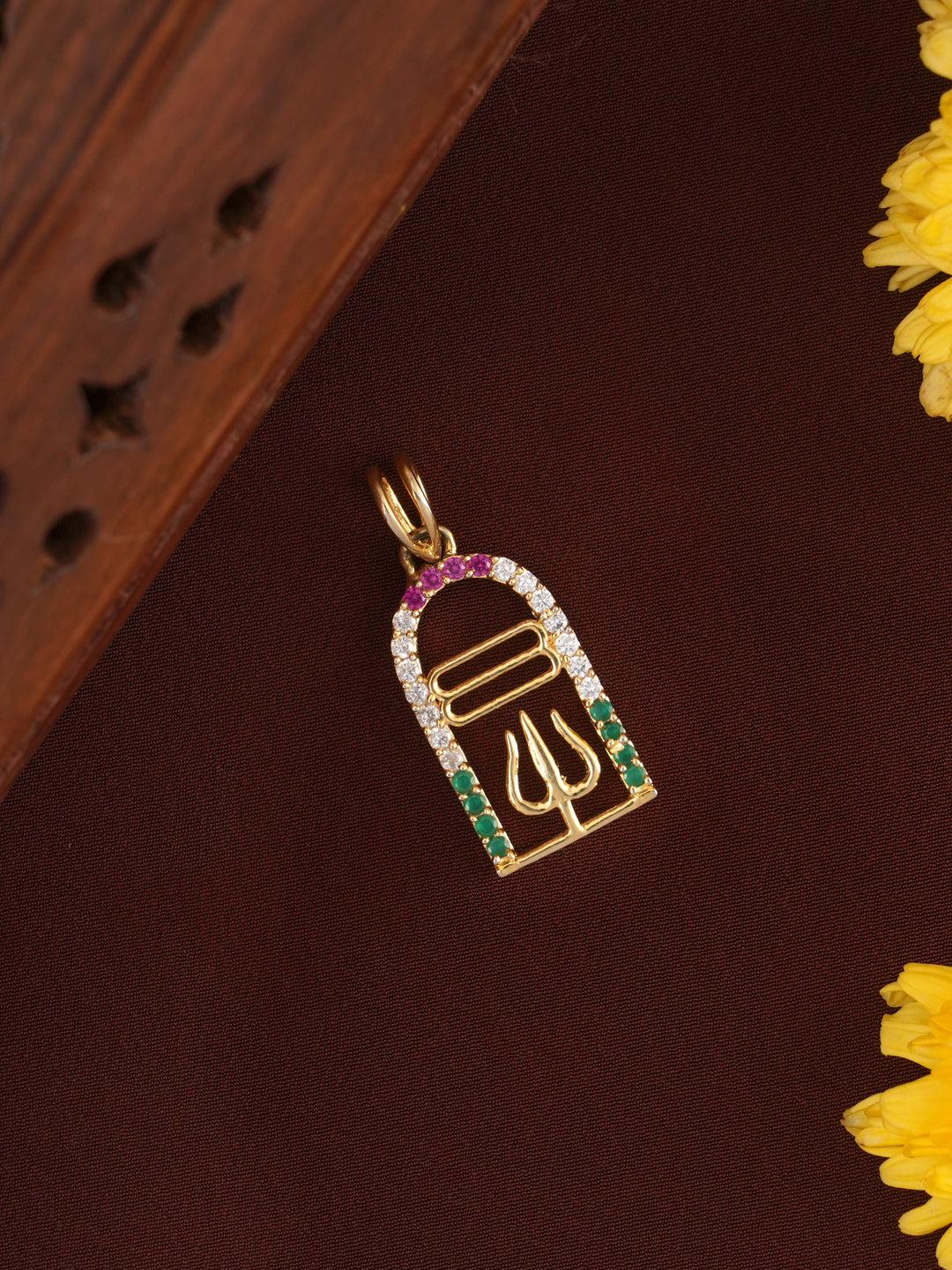 Lingam and Trishul Gold Plated Pendant