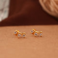 Marquise Leaf Design Gold Side Stud