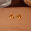 Classic Curved Leaf Design Gold Side Stud