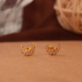 Sparkling Moon Design Gold Side Stud