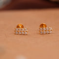 Minimalist rectangular gold side stud