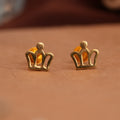 Dainty Crown Gold Side Studs