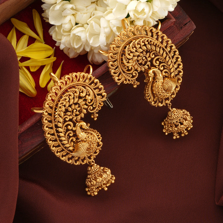 Unique Peacock Style Gold Ear Cuff
