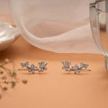 Floral Climber Design Silver Ear Crawlers