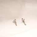 Triple Leaf Design Dangling Silver Side Stud