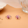 Floral Pink Stone Fancy Silver Toe Ring