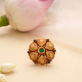 Ethnic Tear Drops Design Stone Golden Adjustable Ring