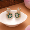 Sparkling Swarovski Floral Emerald Golden Earrings