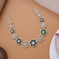 Regal Blossom Emerald Stones Golden Swarovski Necklace