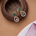 Shining Stone with Pearl Drops Golden Earrings