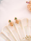 White Stone with Emerald Diamond Stud