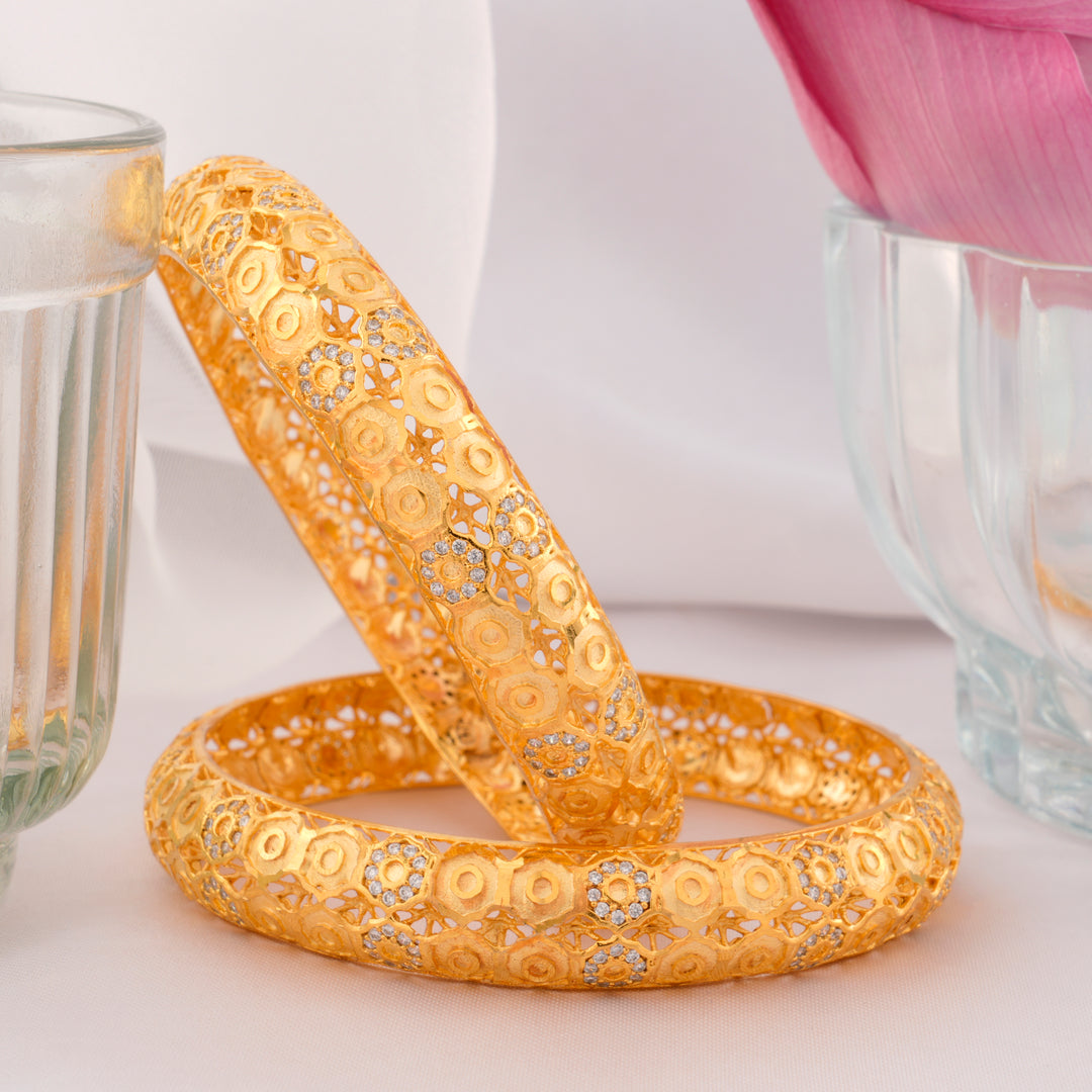 Gold-Plated Crystals Ethnic Bangles