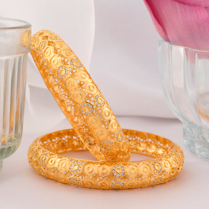 Gold-Plated Crystals Ethnic Bangles