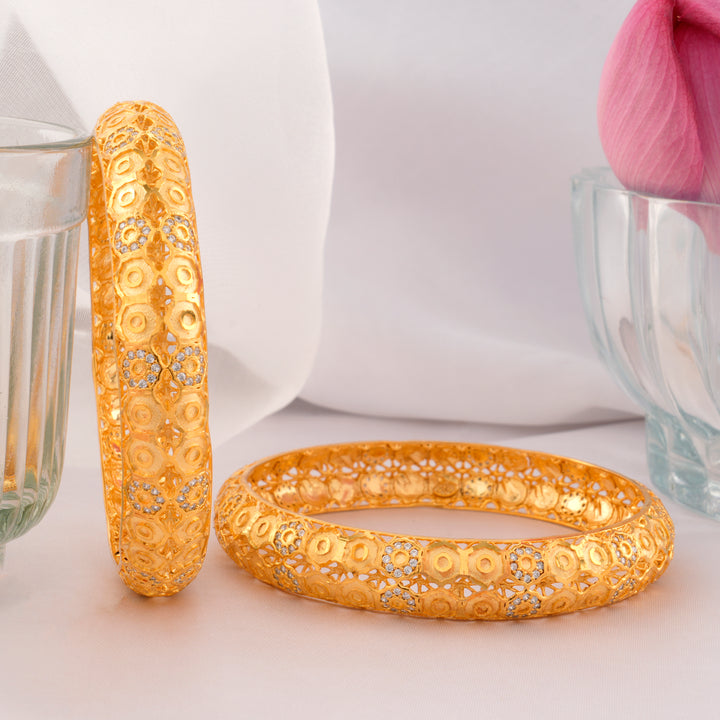 Gold-Plated Crystals Ethnic Bangles