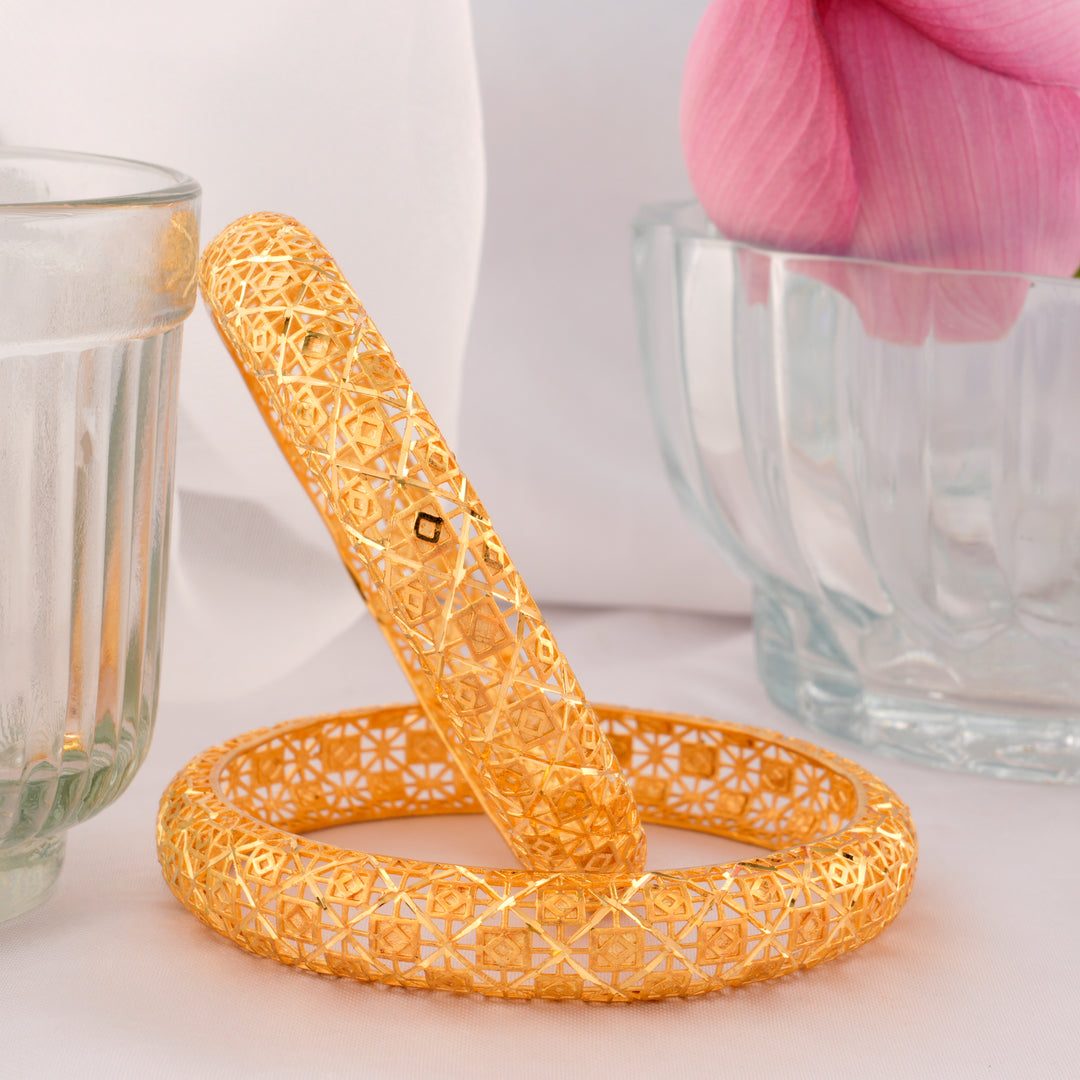 Classic Matte Finish Gold-Plated Bangles