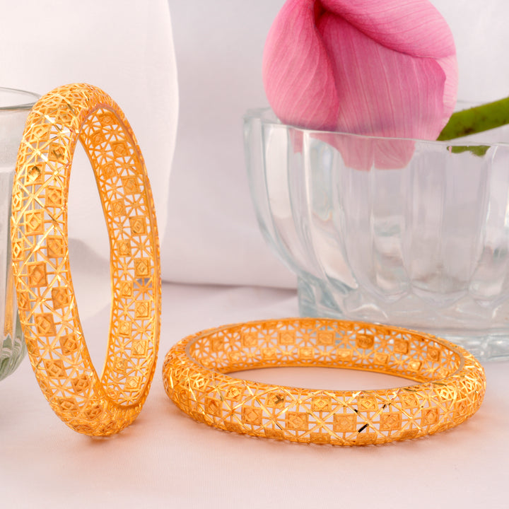Classic Matte Finish Gold-Plated Bangles