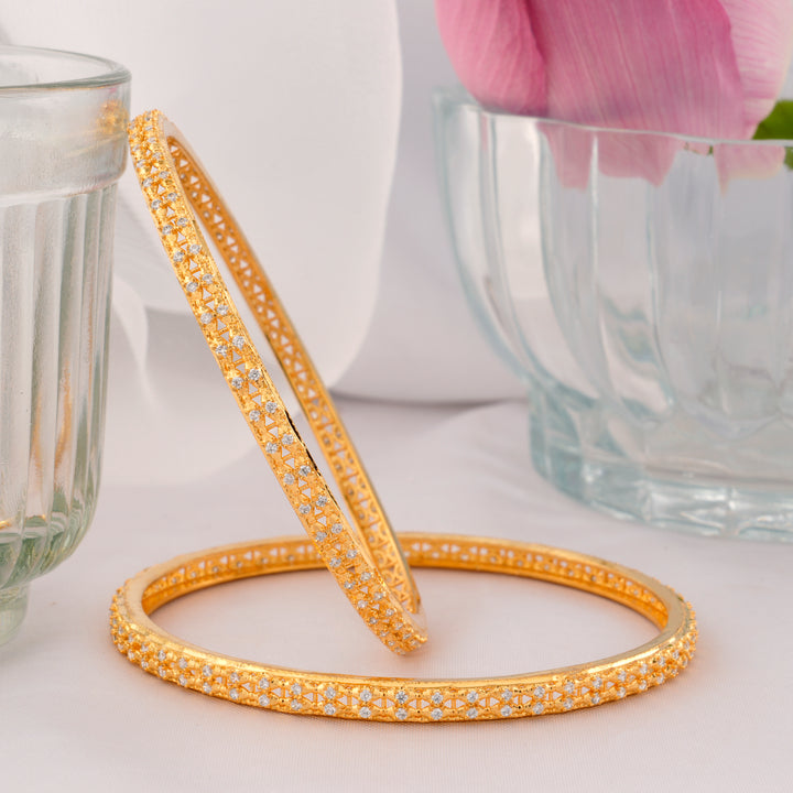 Cubic Zirconia Gold-Plated Bangle