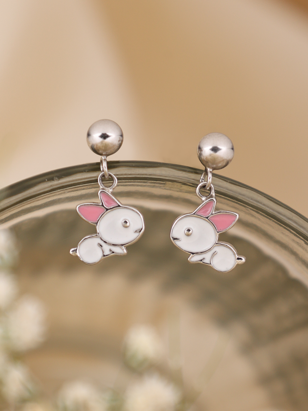 Silver Rabbit Sparkle Earrings