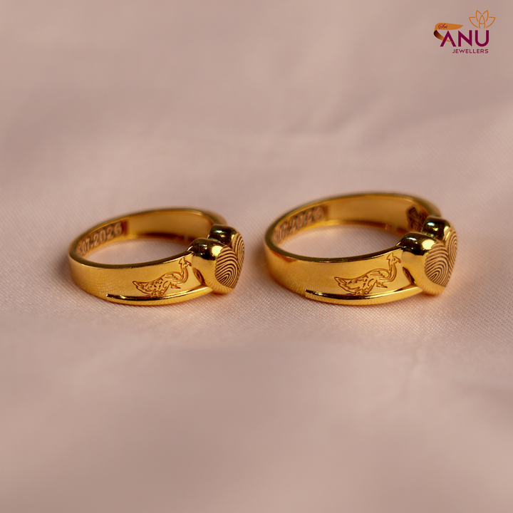 Customised Heart Fingerprint Peacock Gold Ring