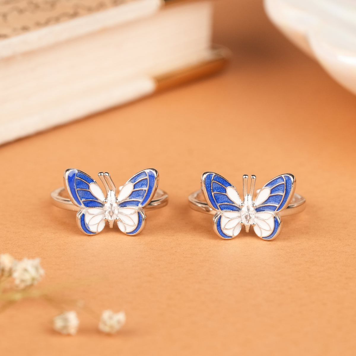 Bliss Blue and White Silver Butterfly Fancy Metti