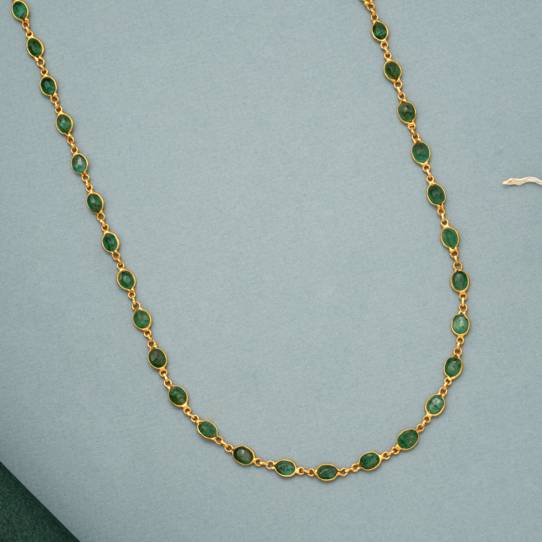 Precious Emerald Gold Chain Necklace