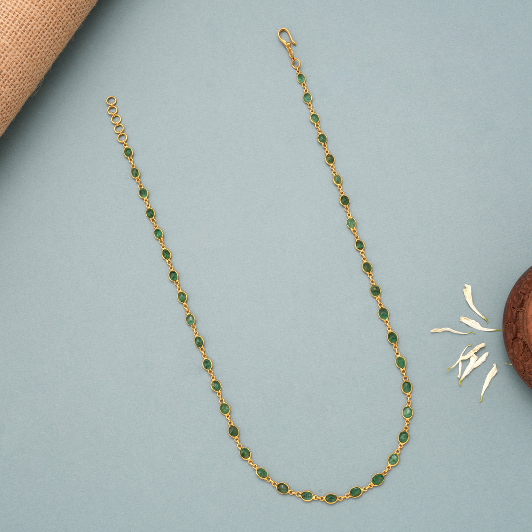 Precious Emerald Gold Chain Necklace