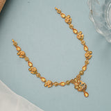 Intricate Enamel with Peacock Gold Necklace