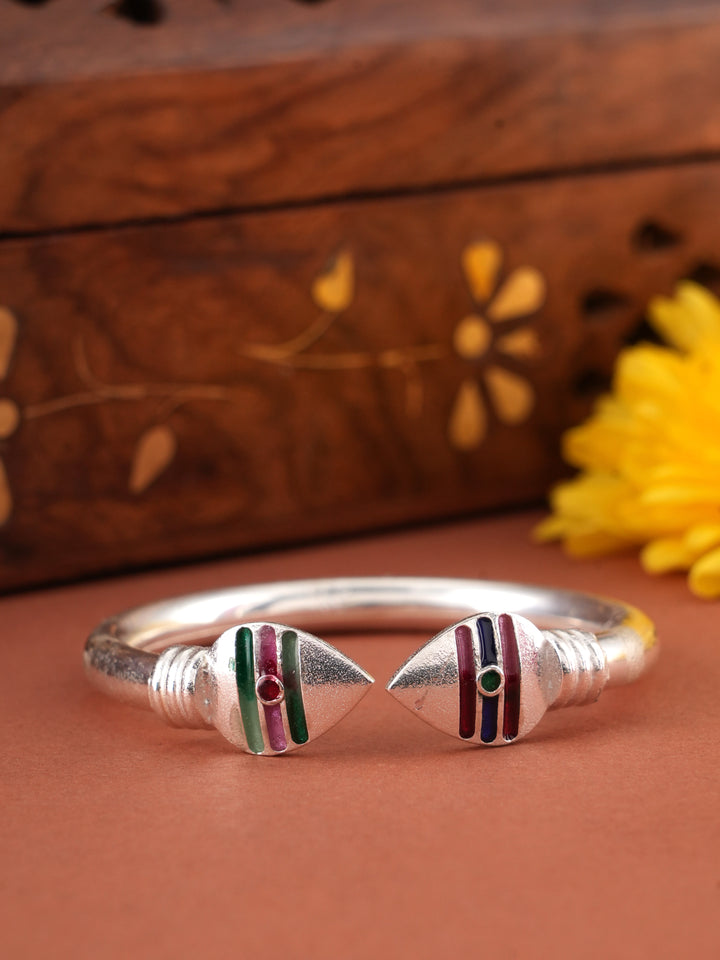 Multicolour Double Side Vel Kappu in Silver