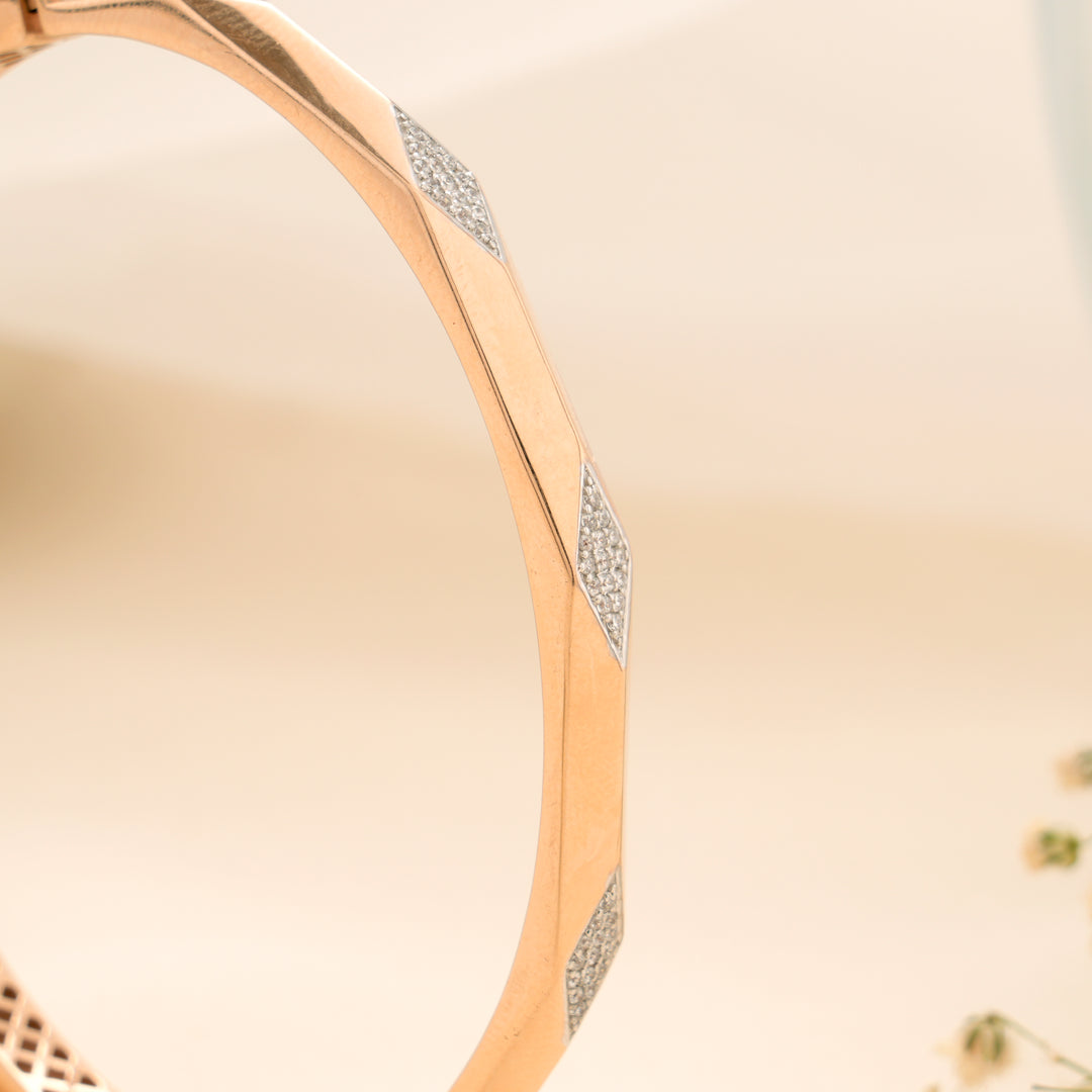 Geometric with Stone Accents Gold Kada
