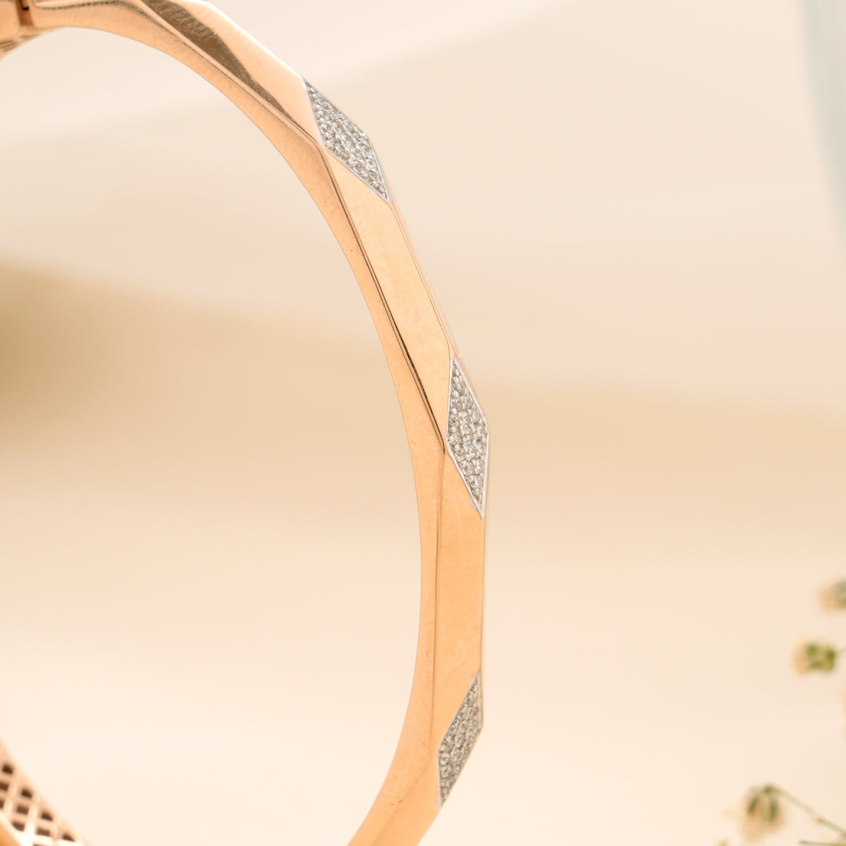 Geometric with Stone Accents Gold Kada