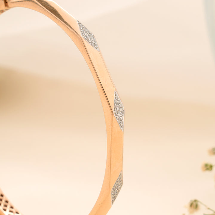 Geometric with Stone Accents Gold Kada