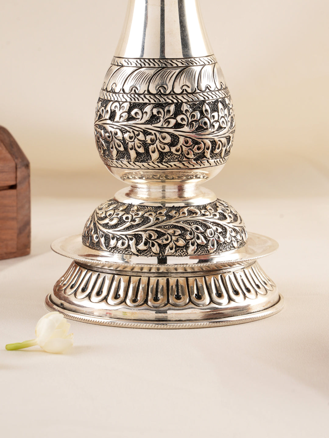 Peacock Grace Silver Kuthu Vilakku