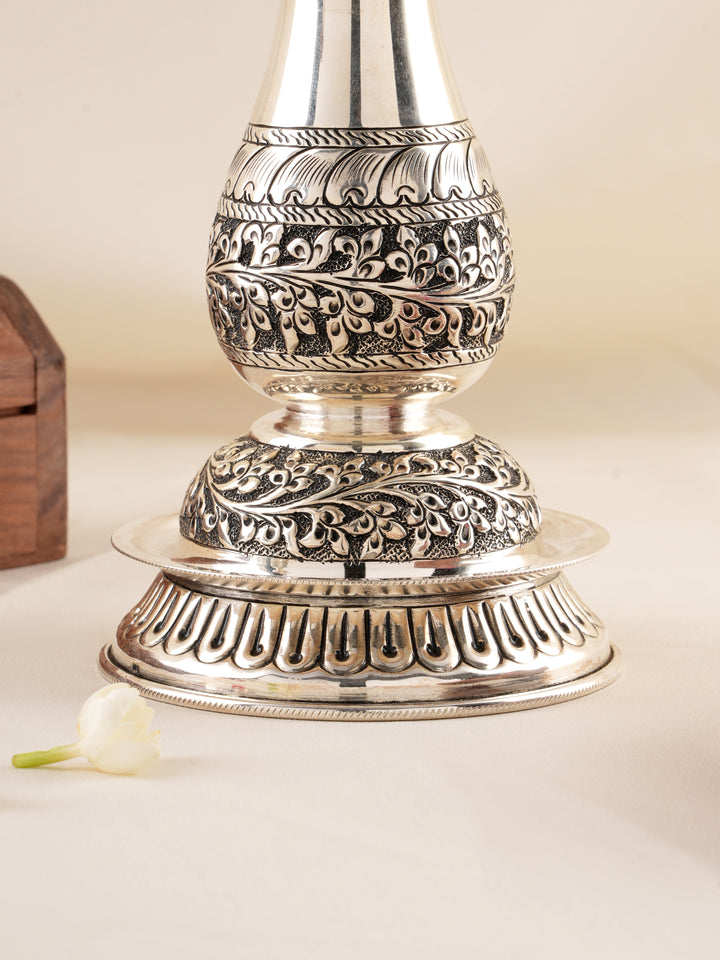 Peacock Grace Silver Kuthu Vilakku