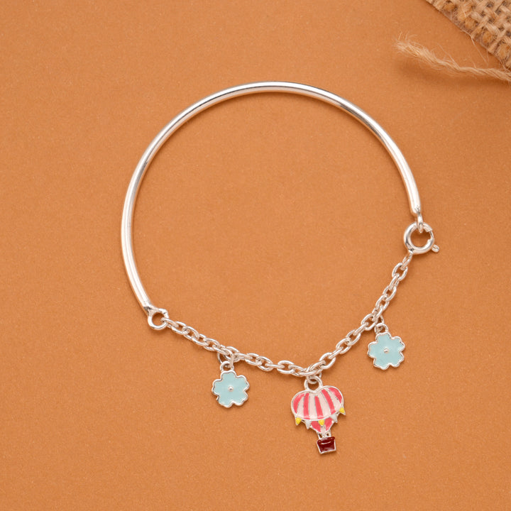Charm Hot Air Balloon Silver Baby Bangle