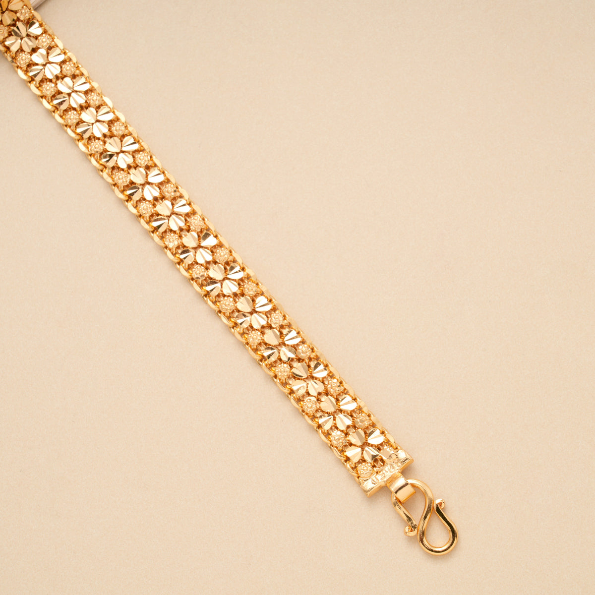 Intricate Floral Pattern Golden Bracelet for Men