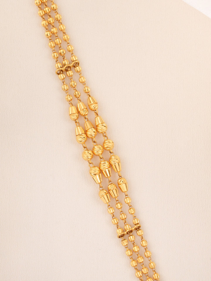 Triple Layer Ball Fancy Gold Bracelet