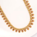 Elegant Blossom Ruby Leaf Pattern Drops Golden Haram