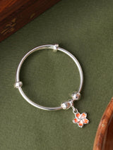 Pink Flower Charm  Bangle