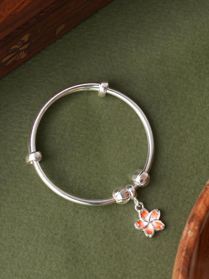 Pink Flower Charm  Bangle