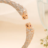 Dual Tone Panther Head Open Cuff Kada