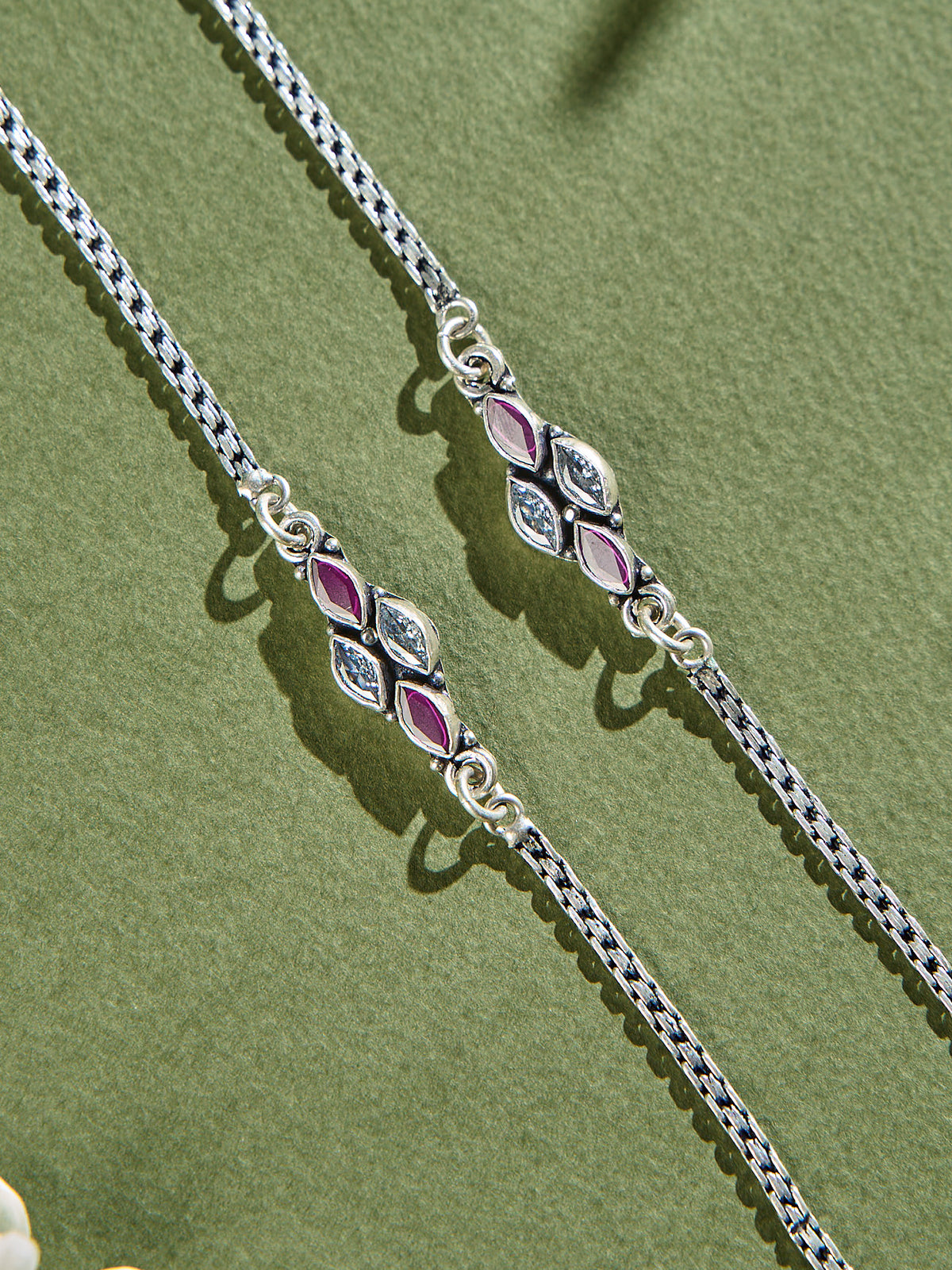 Ruby Bloom Antique Anklet